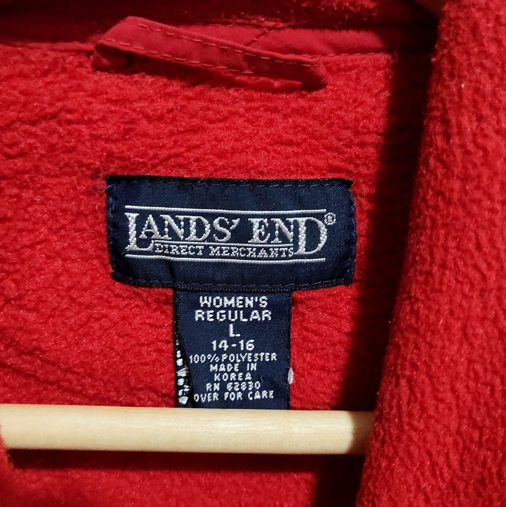 Lands End Women's Regular Red Fleece Full Zip Jacket Size, Polartec, Large 14-16 - Picture 4 of 11